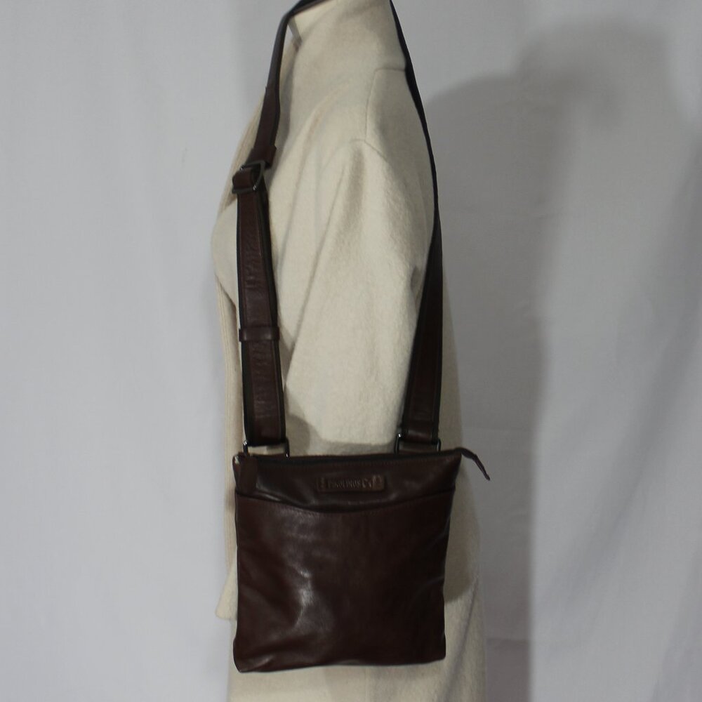Pikolinos brown MNA 161  leather cotton lining  shoulder bag 10"x10.5" unisex